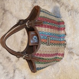 Rosetti wicker and leather rainbow colored purse